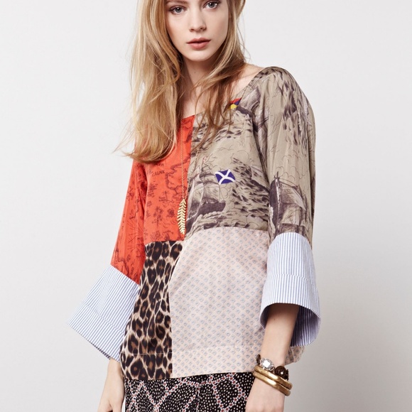 Anthropologie Tops - LPO by Laurence Maheo Julie Patchwork Silk Top S
